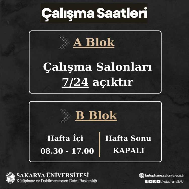 Kütüphane çalışma saatleri hakkında